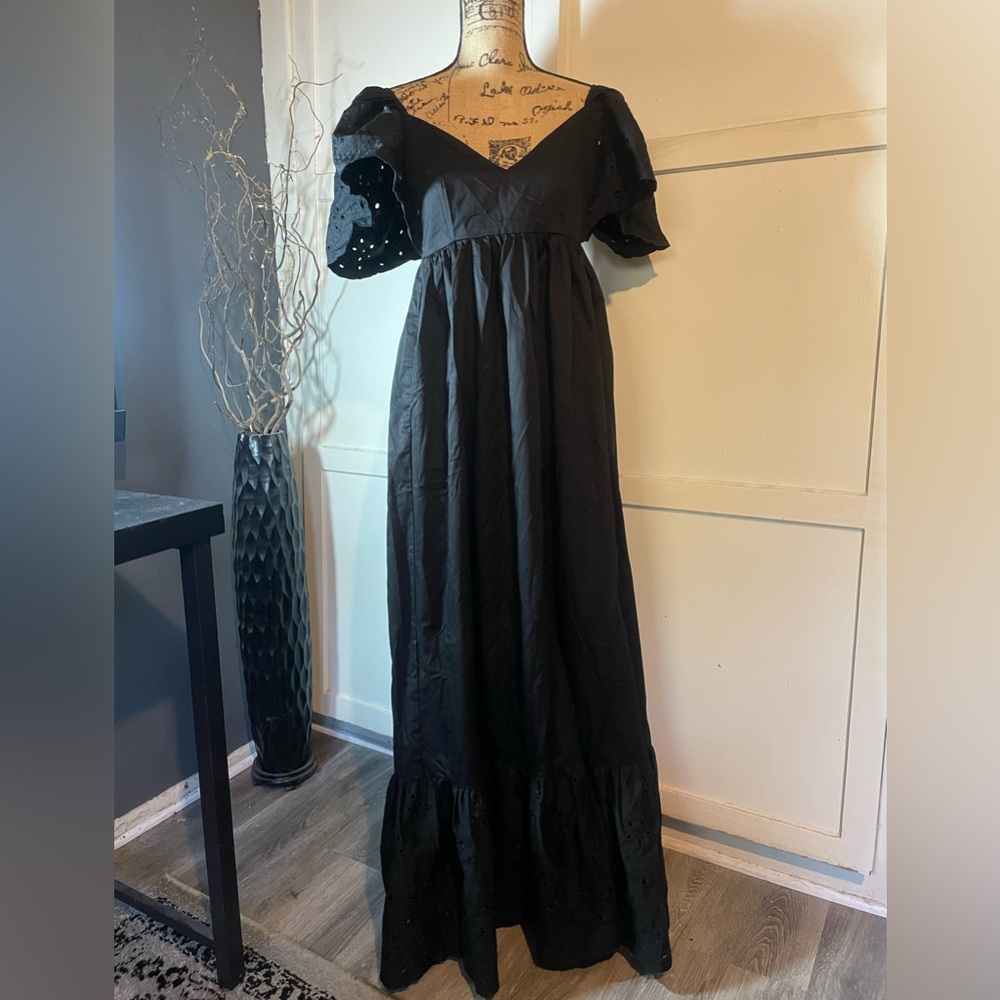 En Saison Black Barnette Eyelet Maxi Dress